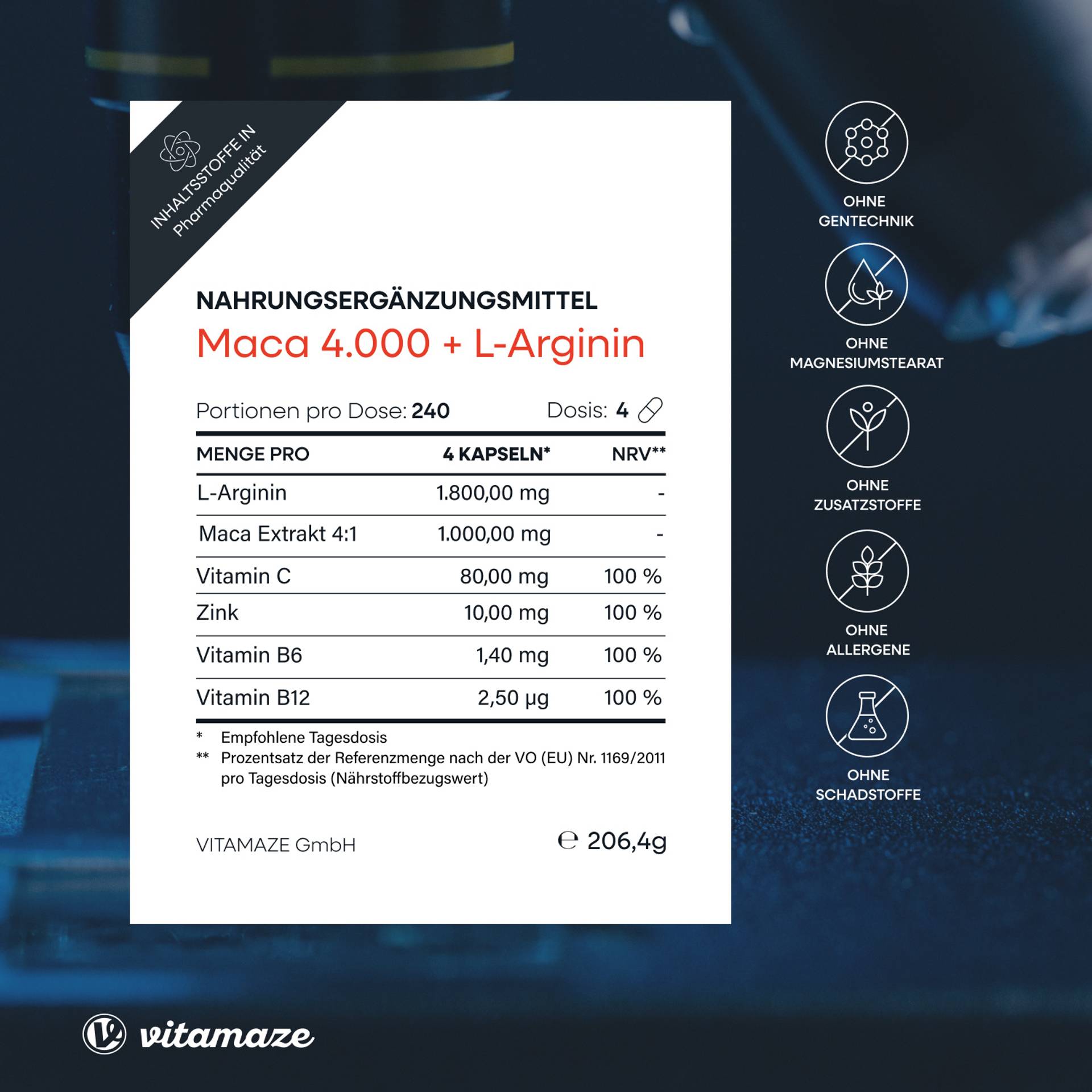 maca_4000_l-arginin_vitamine_zink_Inhaltsstoffe