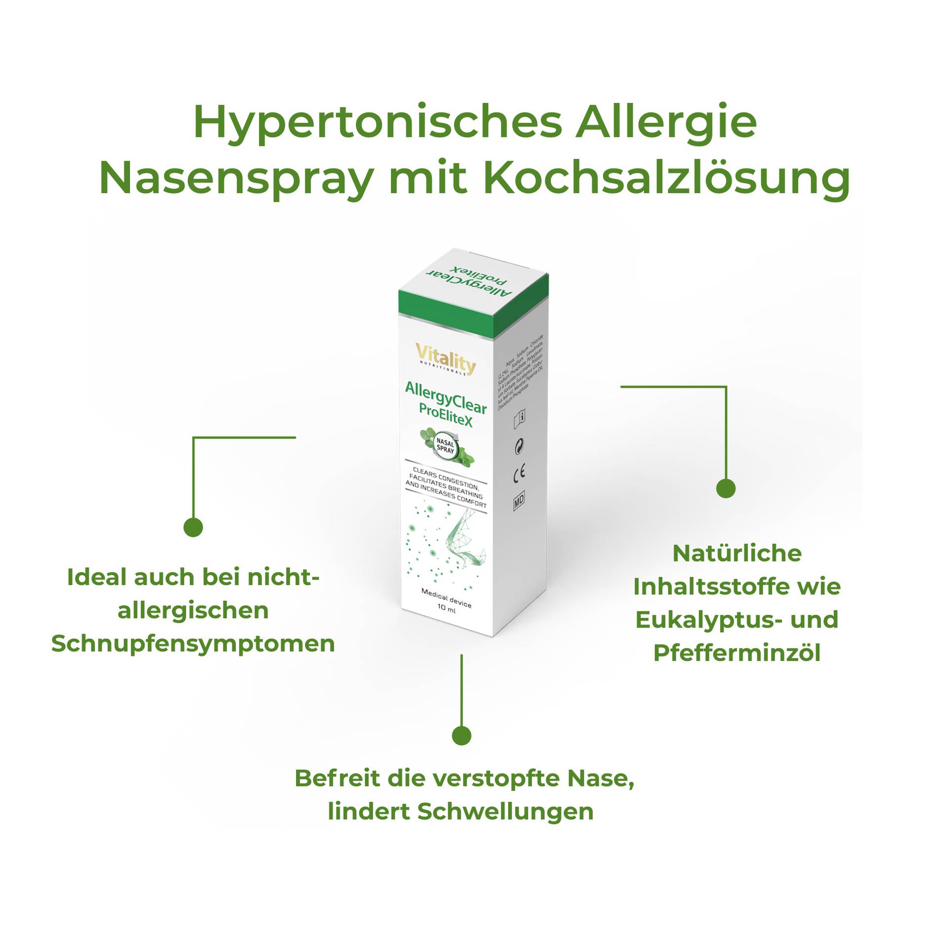 AllergyClear ProEliteX Spray nasale ipertonico per allergie con soluzione salina