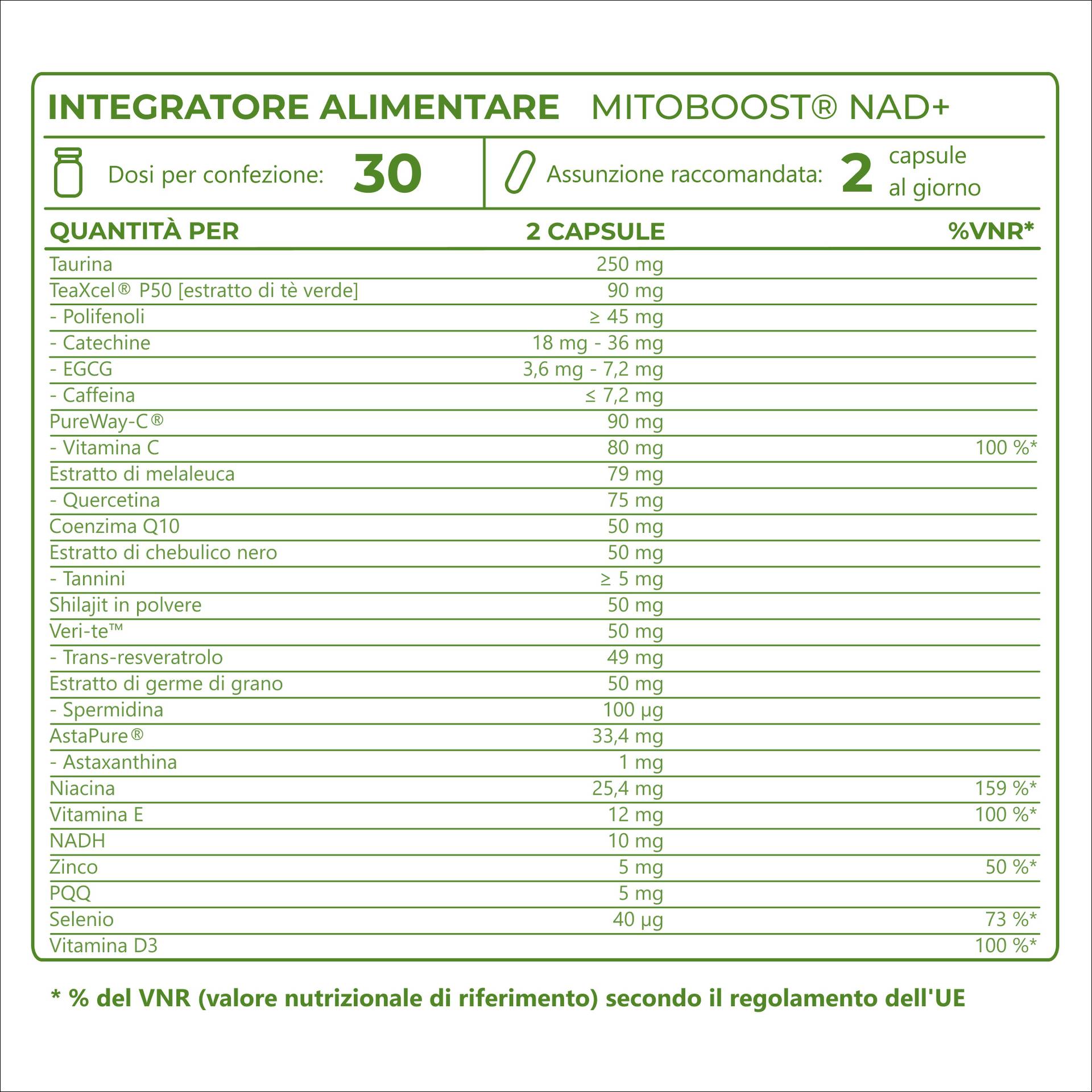 MitoBoost NAD+ Con estratti vegetali di alta qualità ottimizzati con vitamine e minerali sinergici