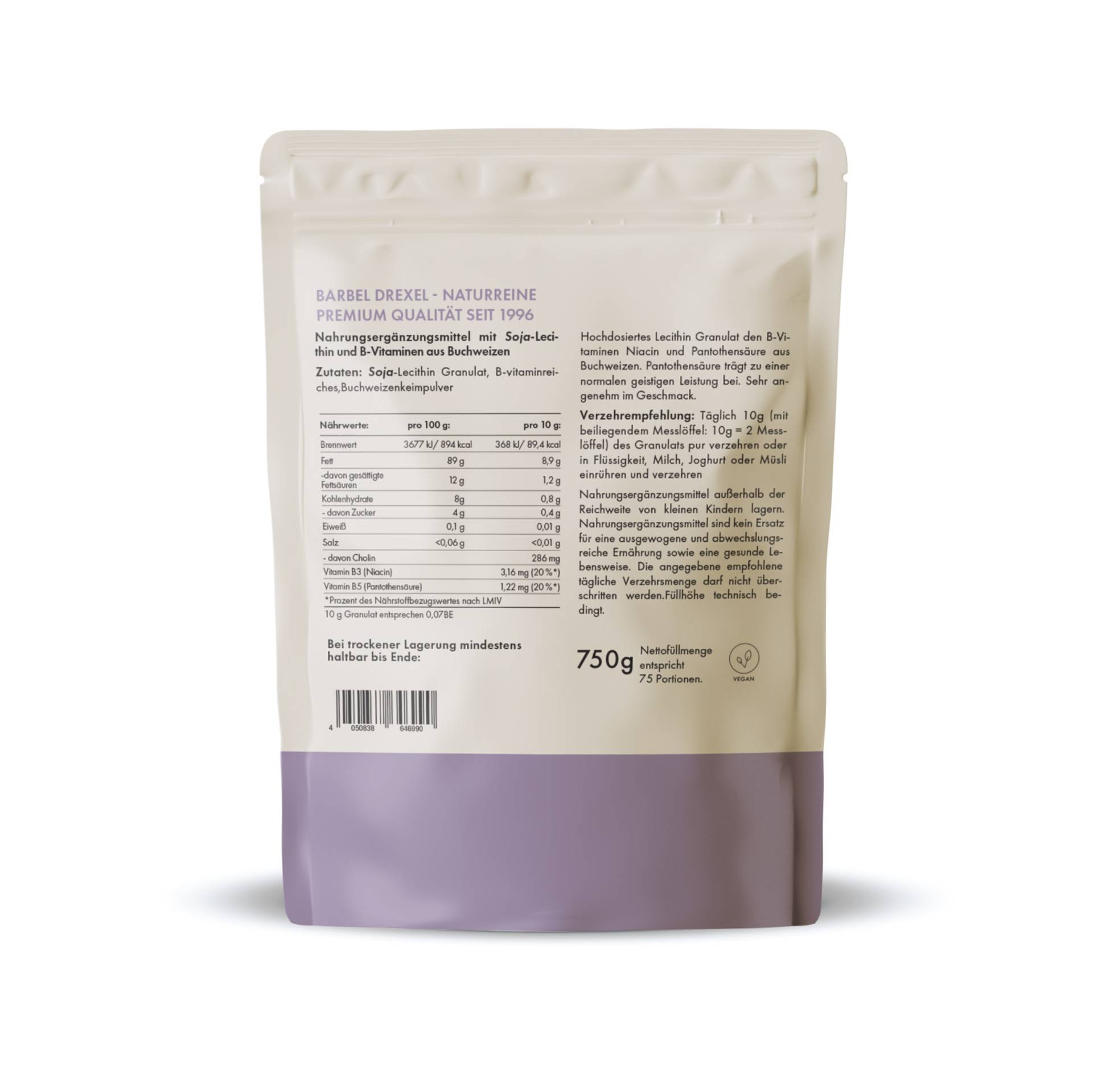 64699 Lecithin Granulat, Lecithin Granulat 750 g back label.jpg