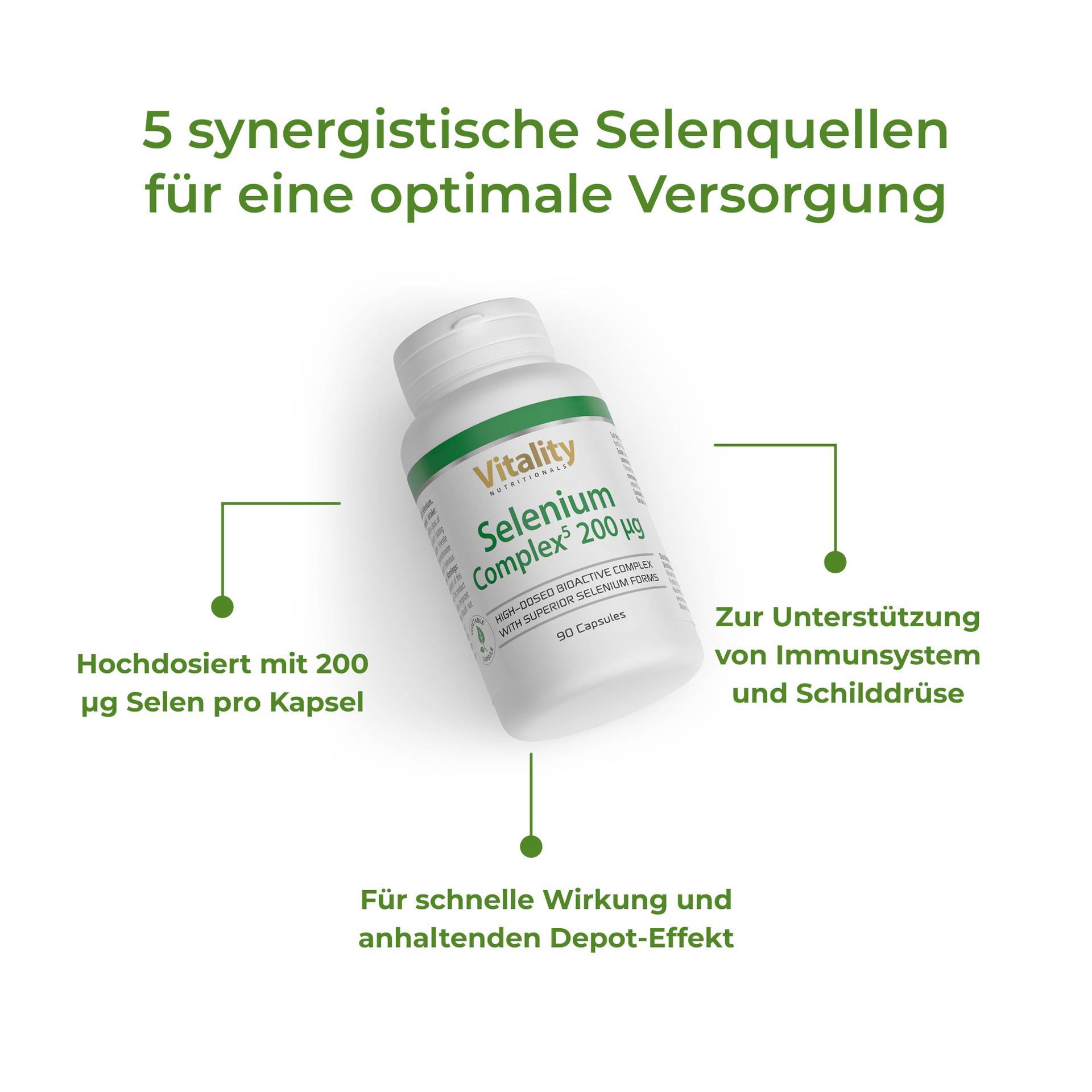Selenium Complex 200 μg Five synergistic sources of selenium for optimal supply