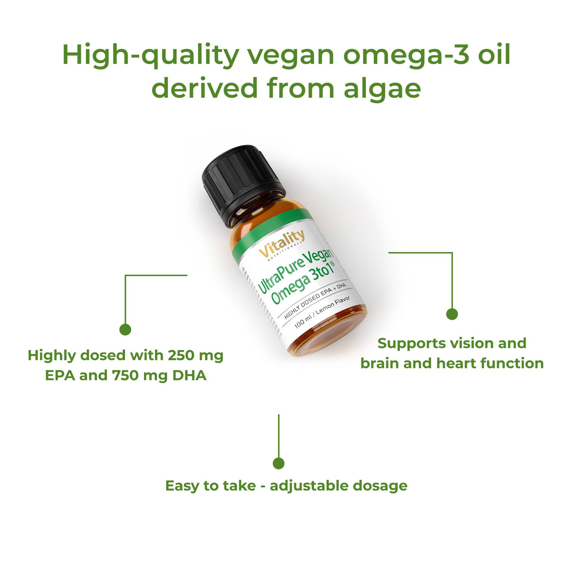 UltraPure Vegan Omega 3to1 Unterstützt Sehkraft, Gehirn- und Herzfunktion