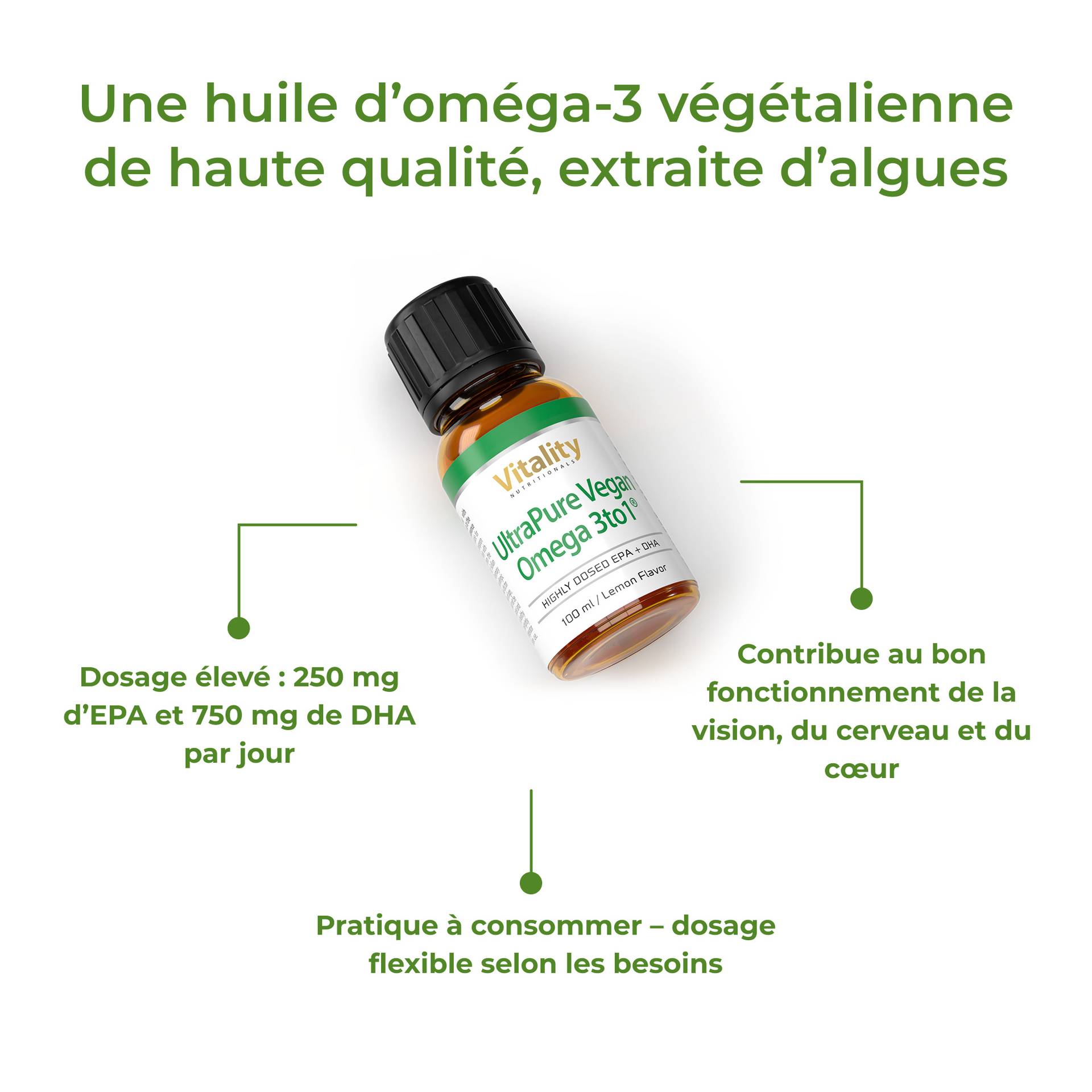 UltraPure Vegan Omega 3to1 Supports vision and brain and heart function