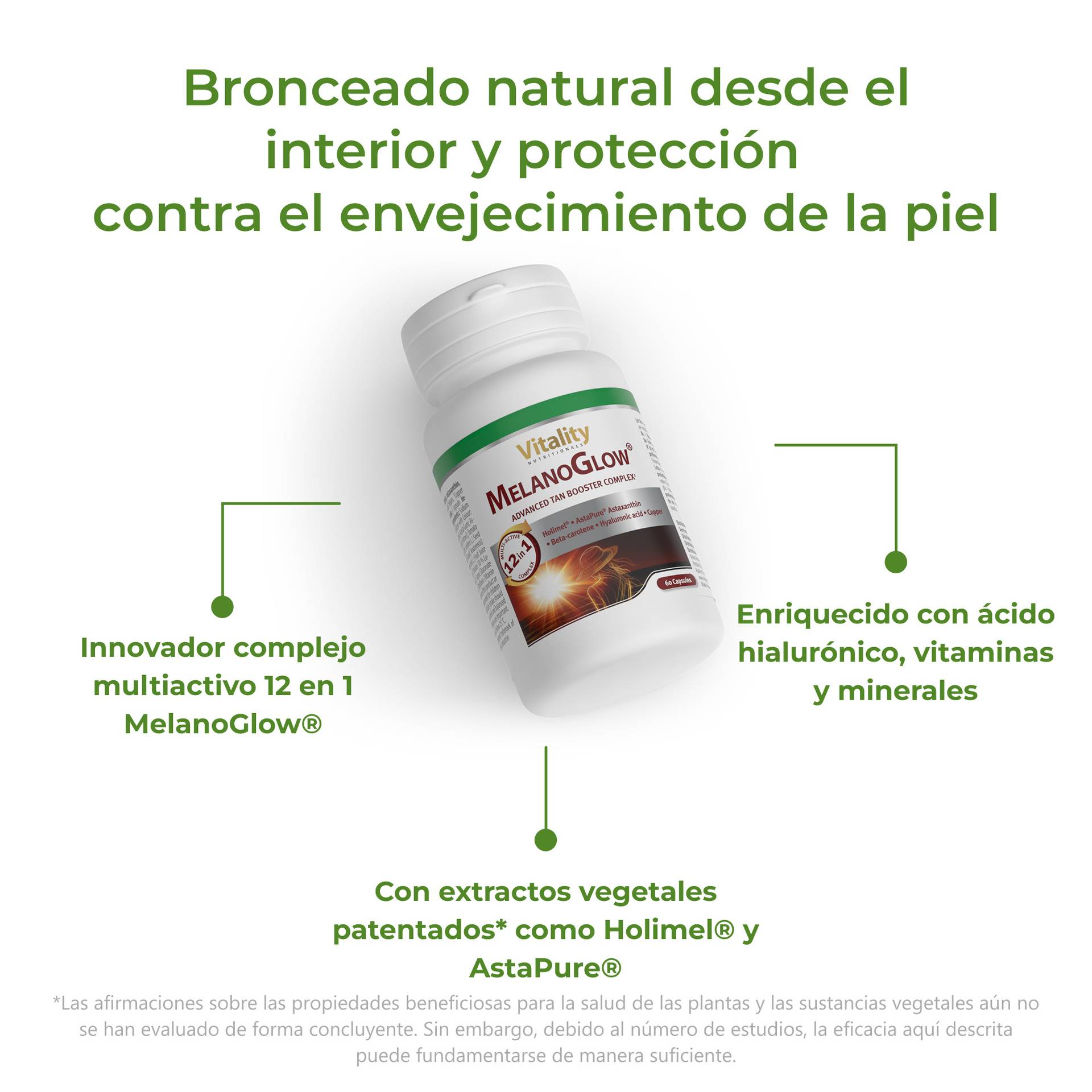 MelanoGlow Bronceado natural desde el interior y protección contra el envejecimiento de la piel