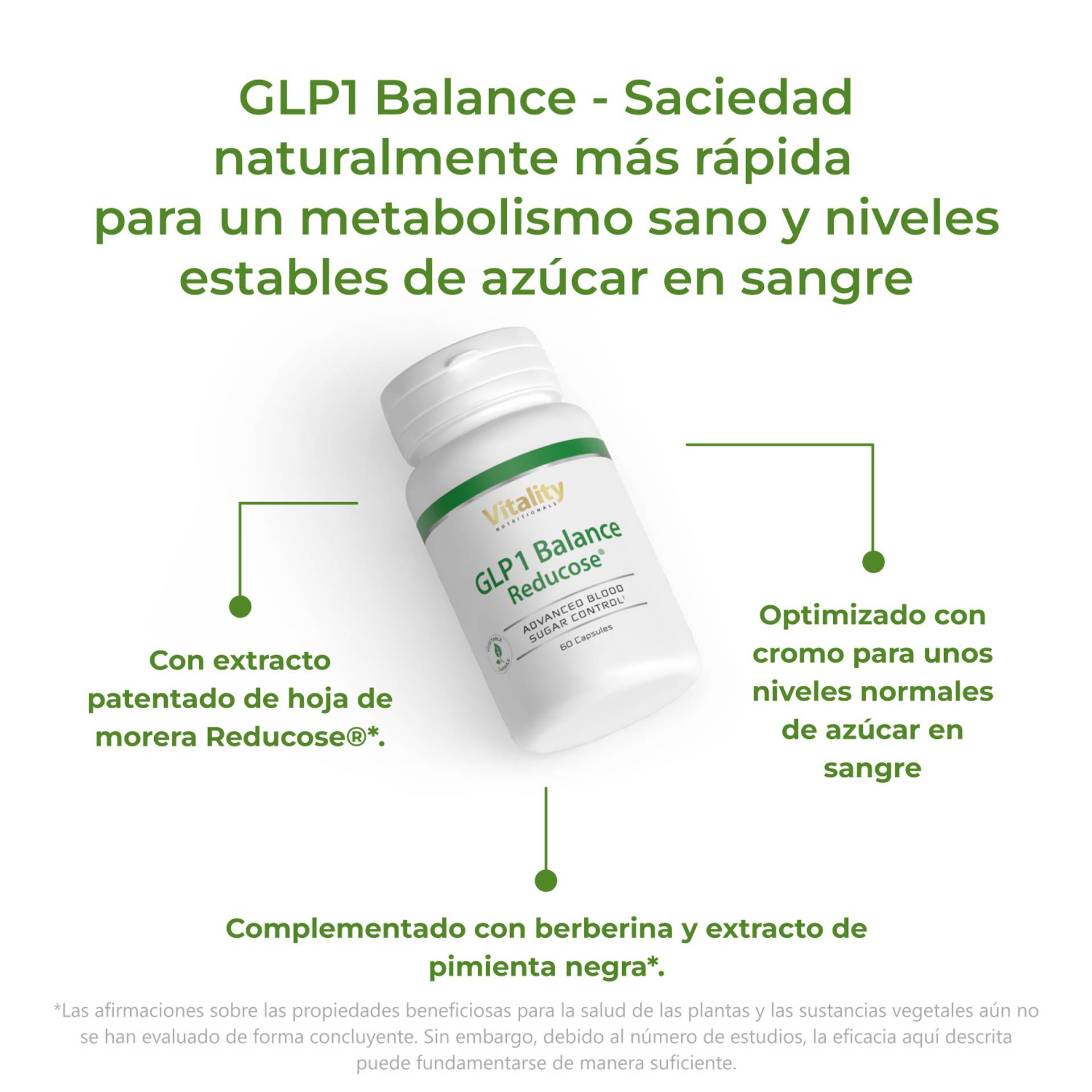 GLP1 Balance Reducose Saciedad naturalmente más rápida para un metabolismo sano y niveles estables de azúcar en sangre