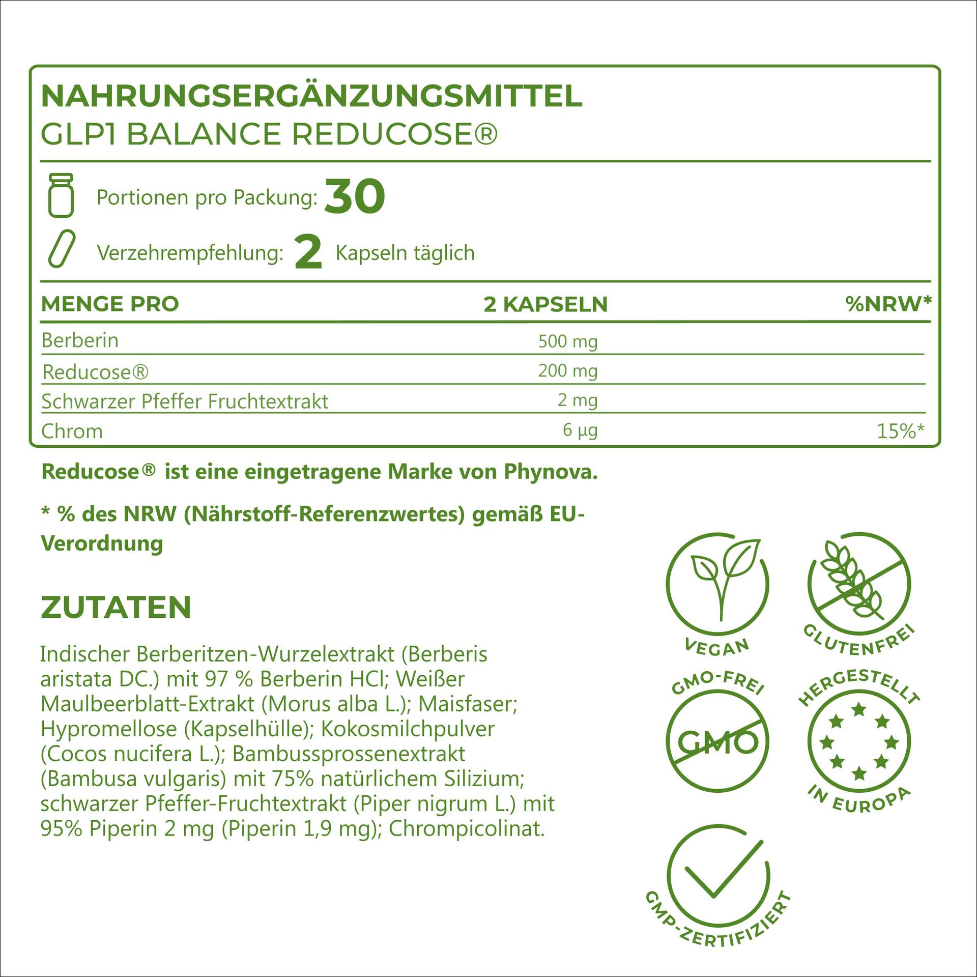 GLP1 Balance Reducose Mit patentiertem Reducose Maulbeerblatt-Extrakt
