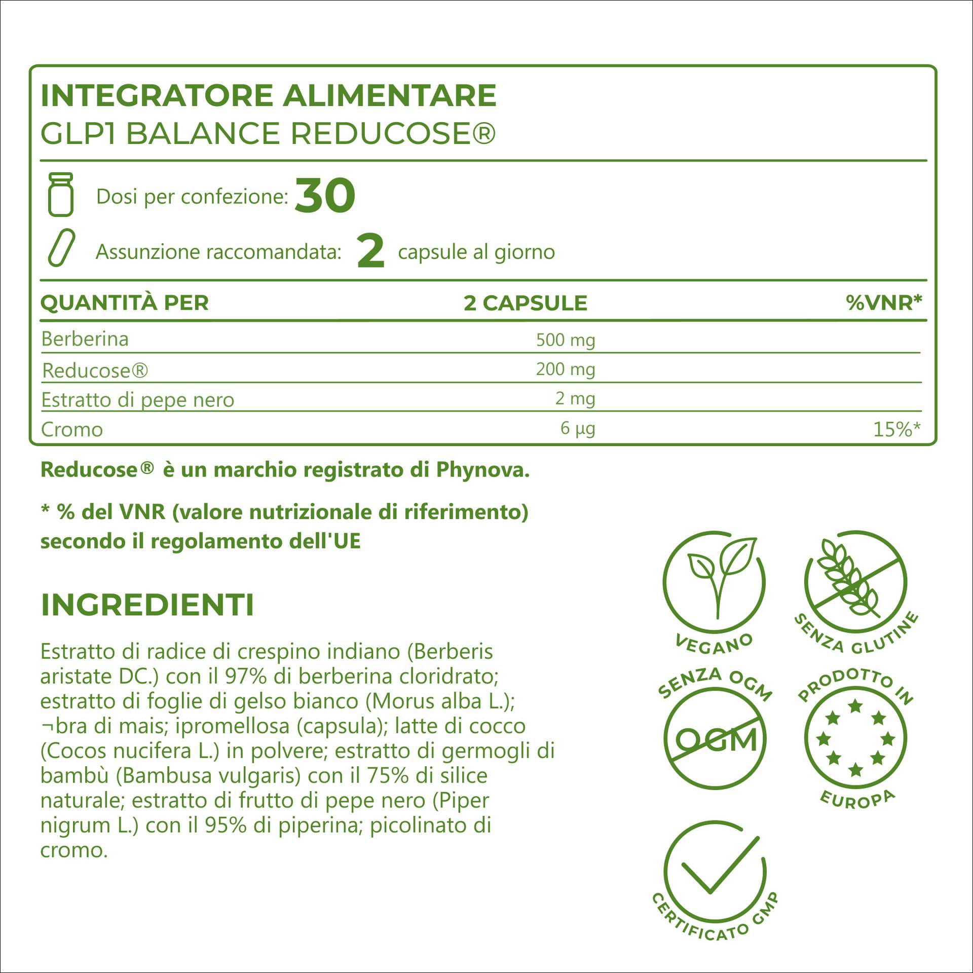 GLP1 Balance Reducose Con extracto patentado de hoja de morera Reducose