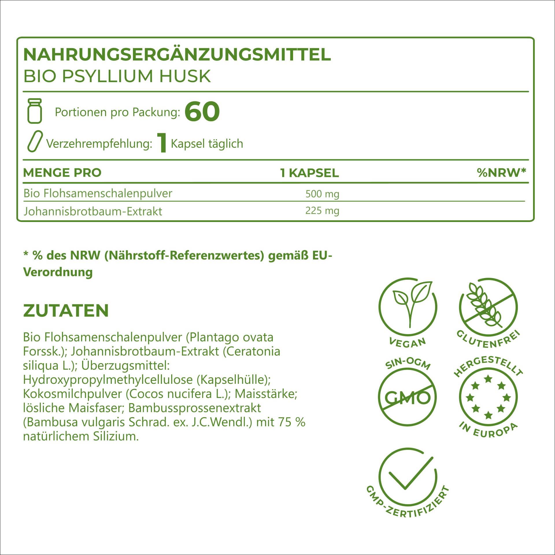 Bio Psyllium Husk Flohsamenschalen Lösliche und unlösliche Ballaststoffe in idealer Kombination