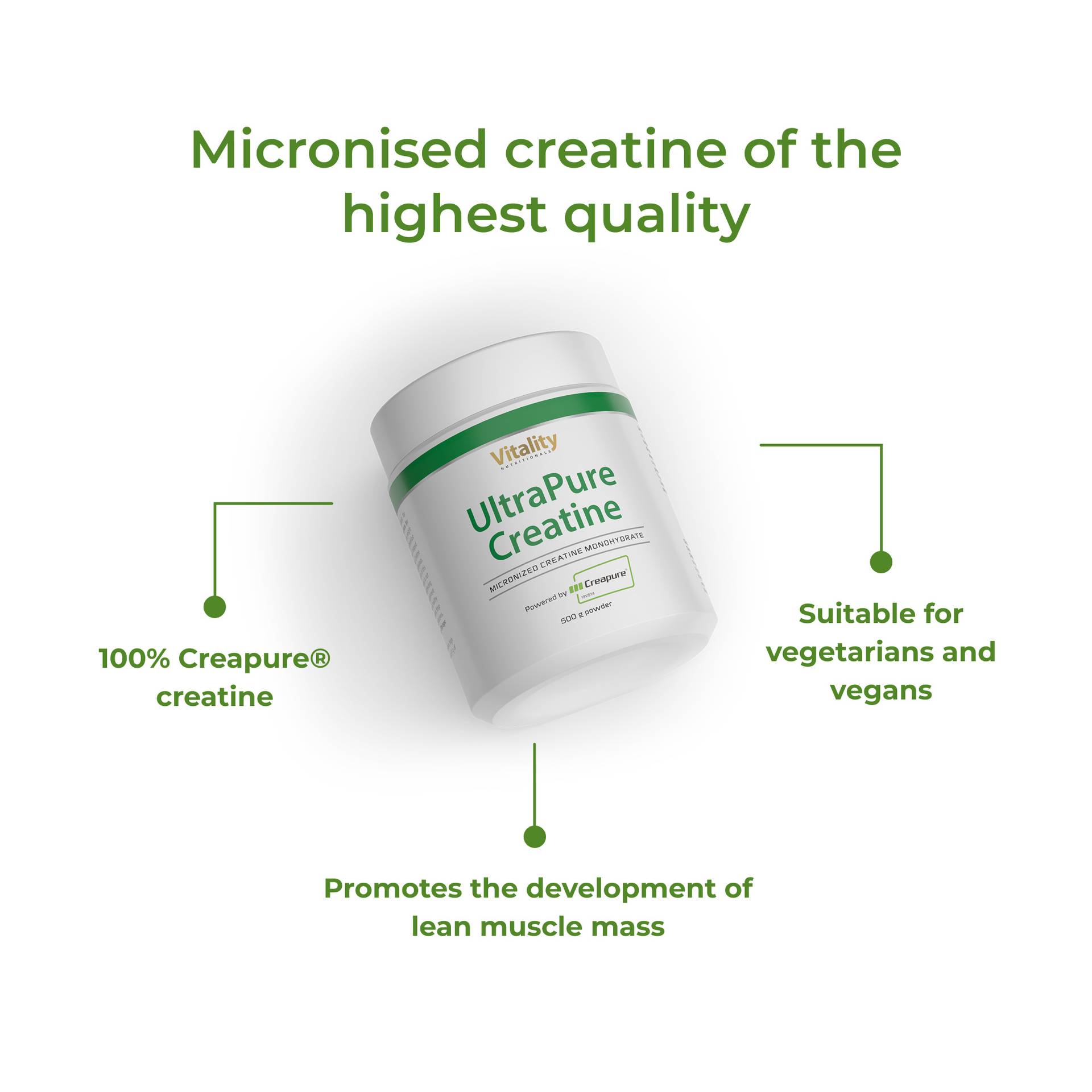 UltraPure Creatine Powder Promotes the development of lean muscle mass