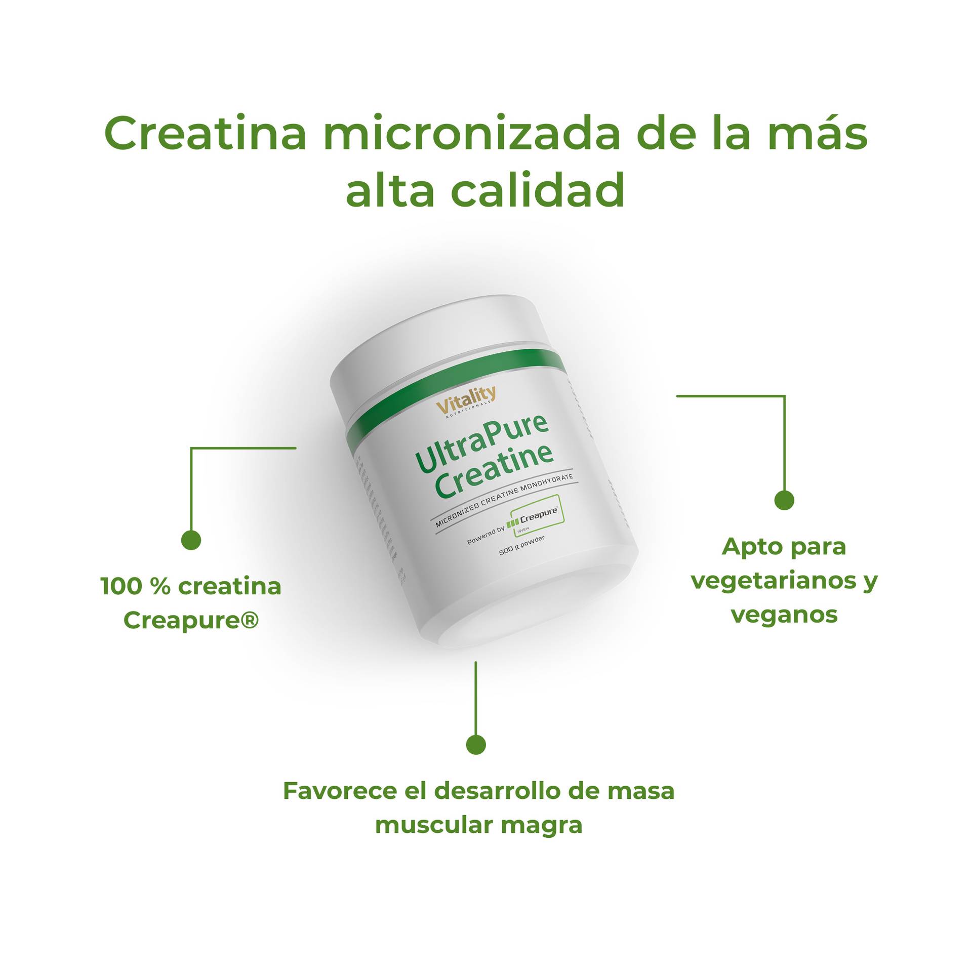 UltraPure Creatine Powder Favorece el desarrollo de masa muscular magra