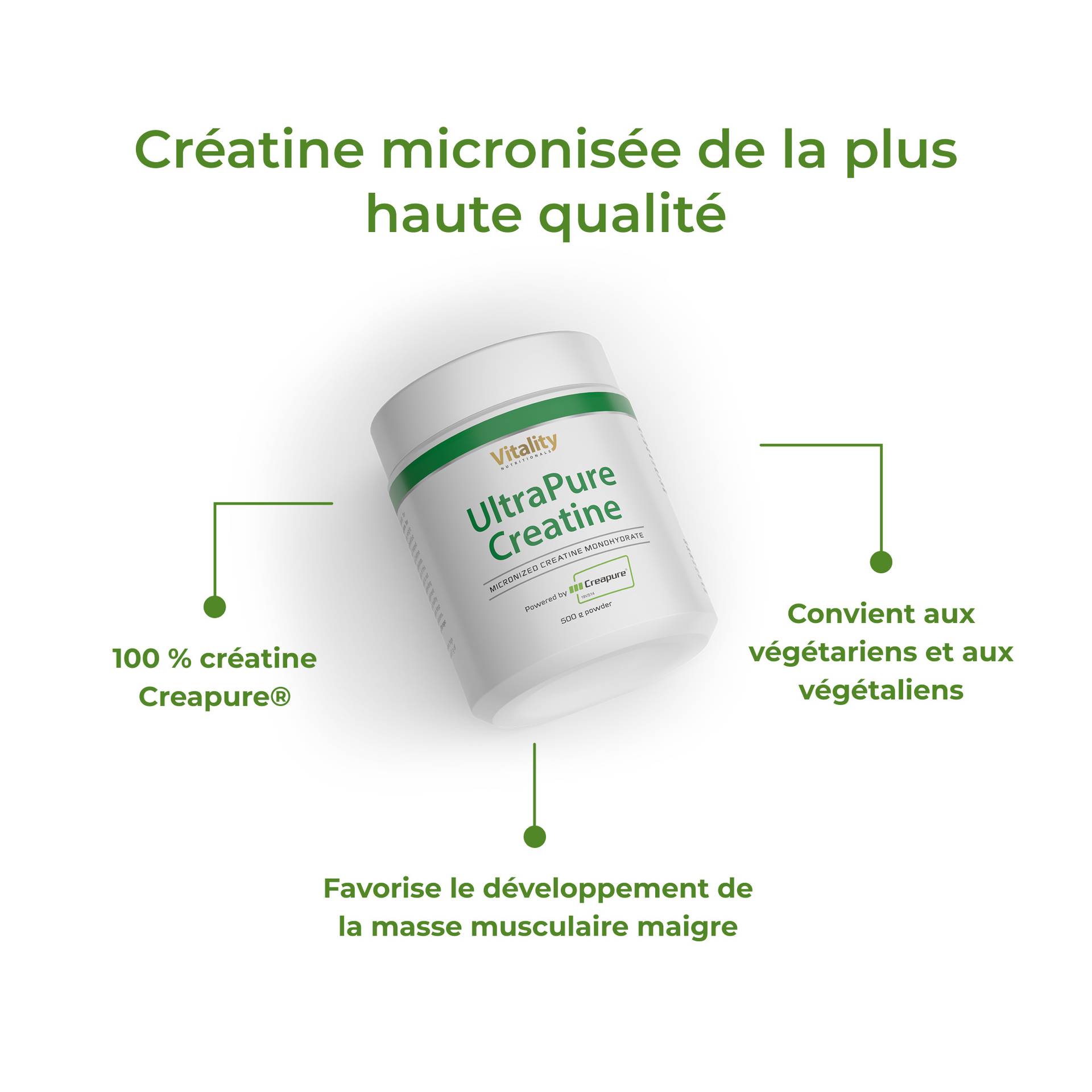UltraPure Creatine Powder Favorise le développement de la masse musculaire maigre