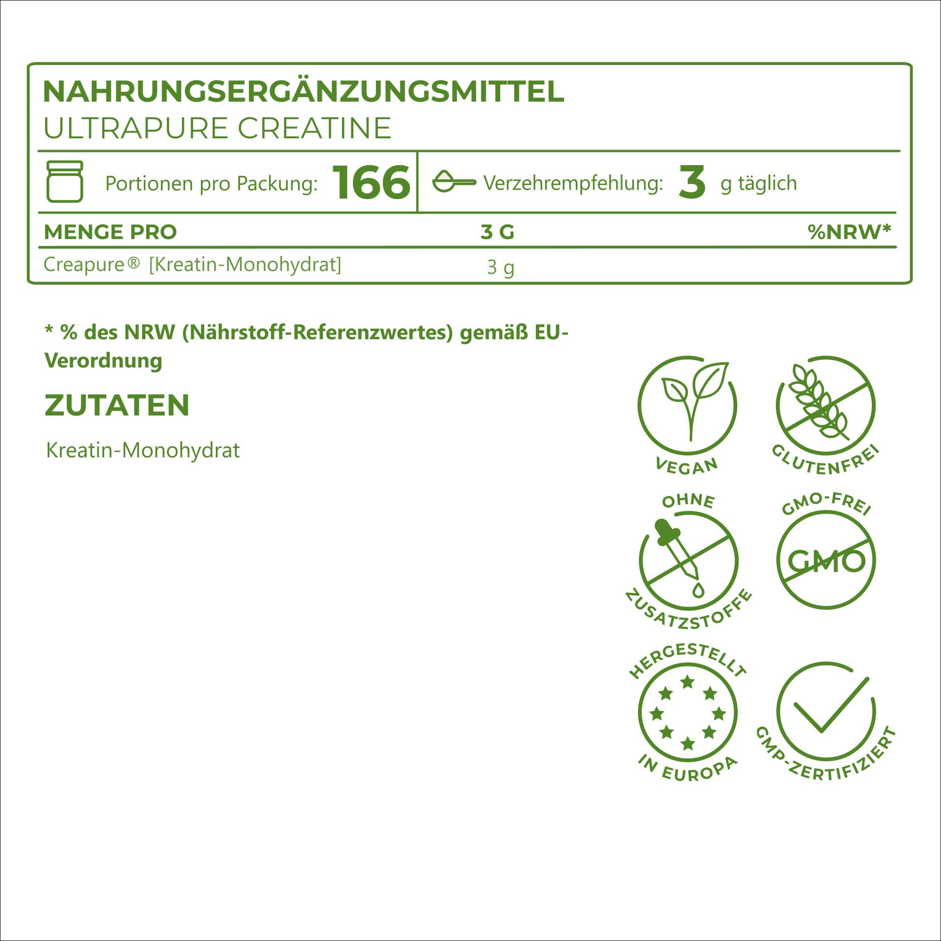 UltraPure Creatine Powder 100 % créatine Creapure®