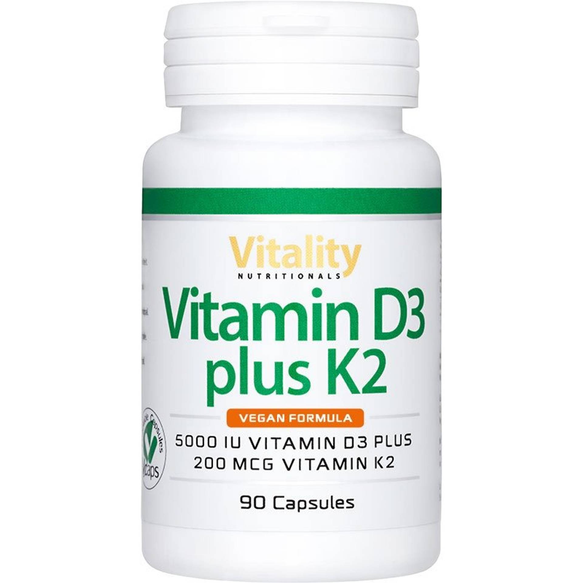 Vitamin D3 5000 IU plus K2 200 mcg MK7 VEGAN 