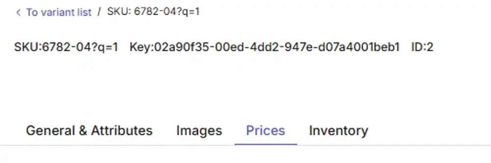 Prices tab