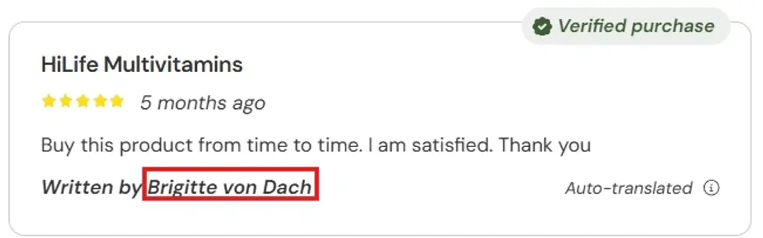 Customer name