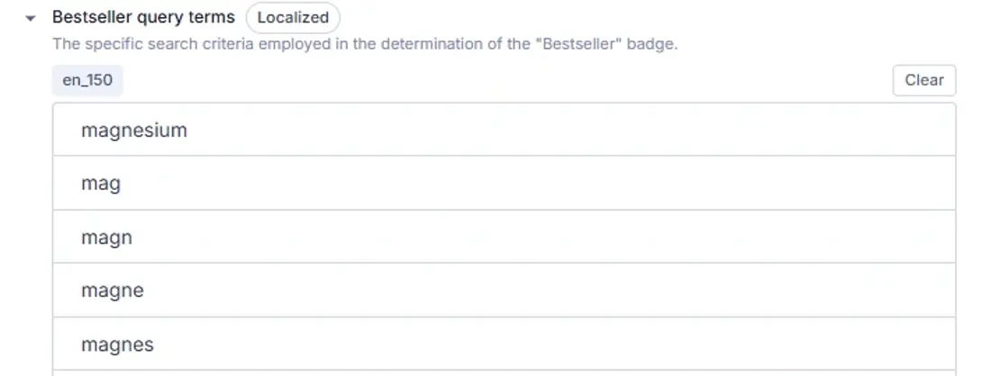 Bestseller query terms