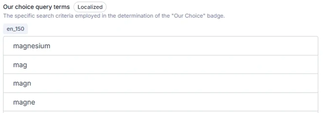 Our choice query terms