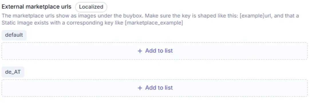 External marketplace URLs