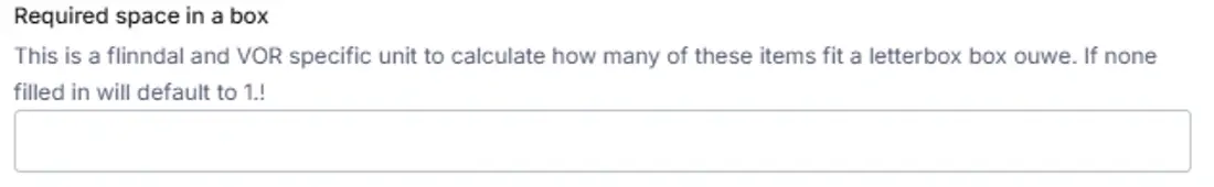Required space in box