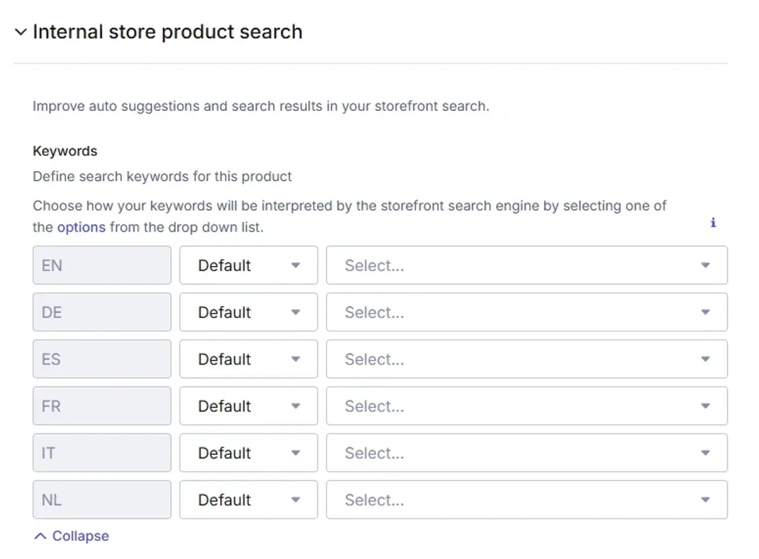 Internal store product search