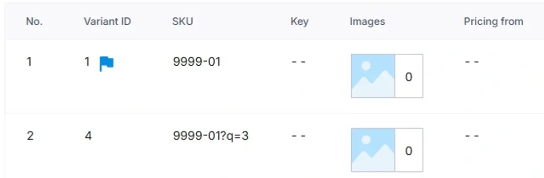 Variant prices