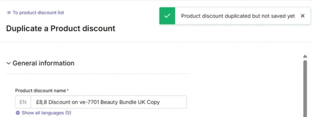 Duplicating a discount