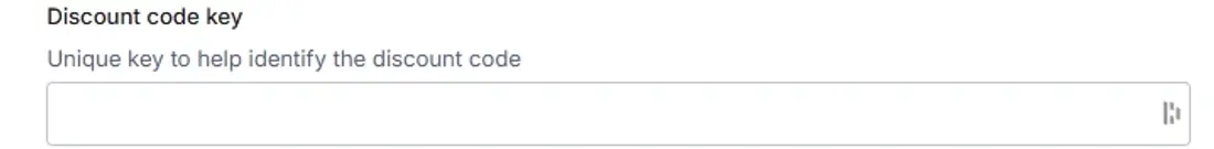 A Unique key to help identify the discount code can be filled in, but this is optional.
