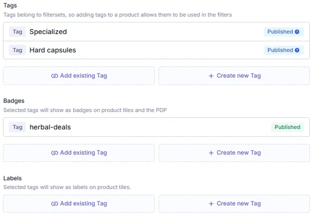 Adding badges or labels to products