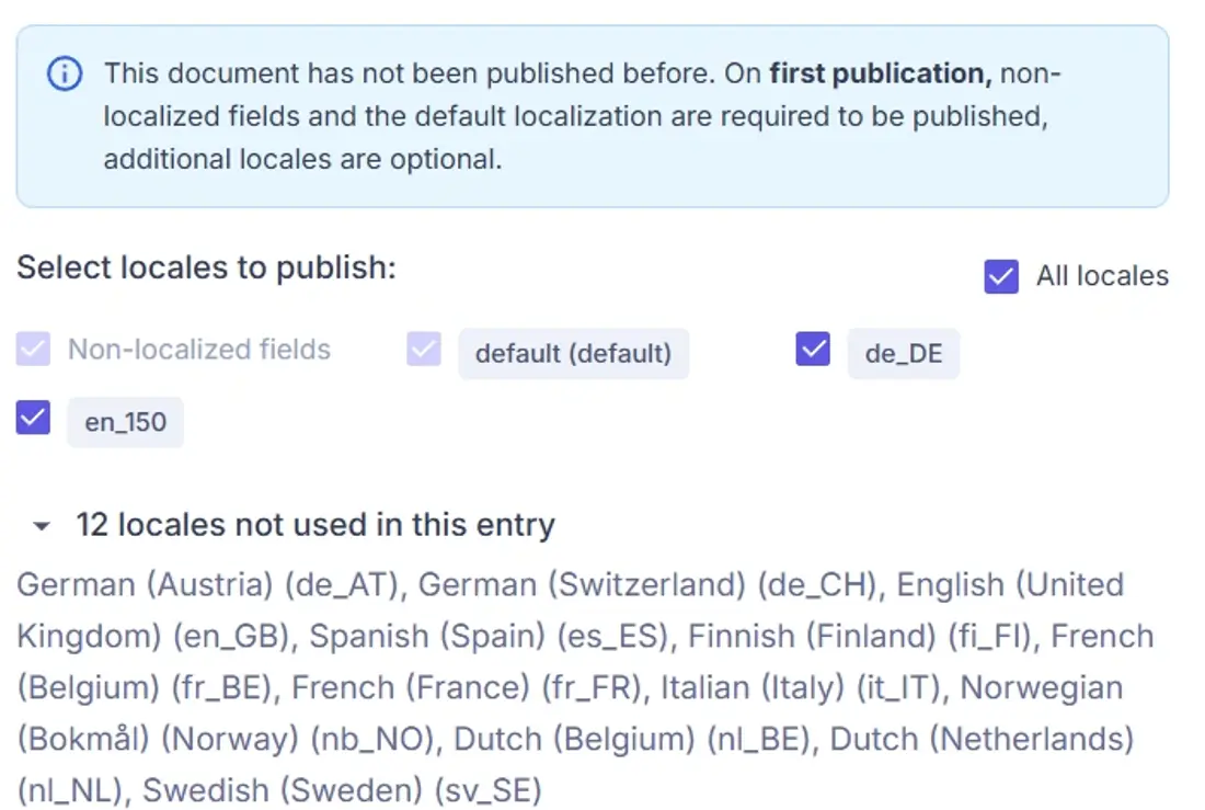 You can also specify which locales will be included in the schedule event.