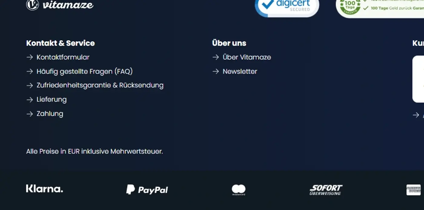 Footer made of nested menu items