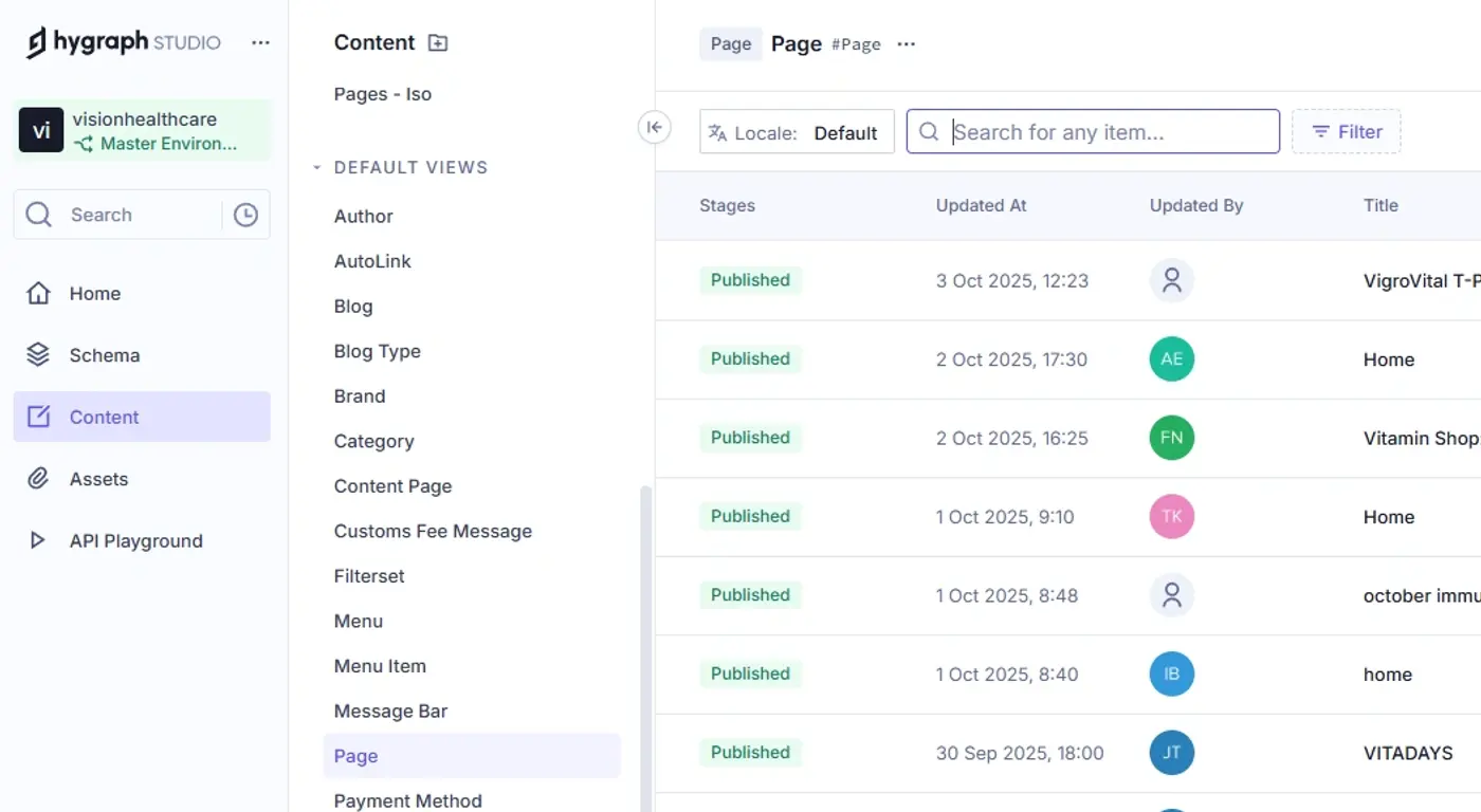 Pages in Hygraph