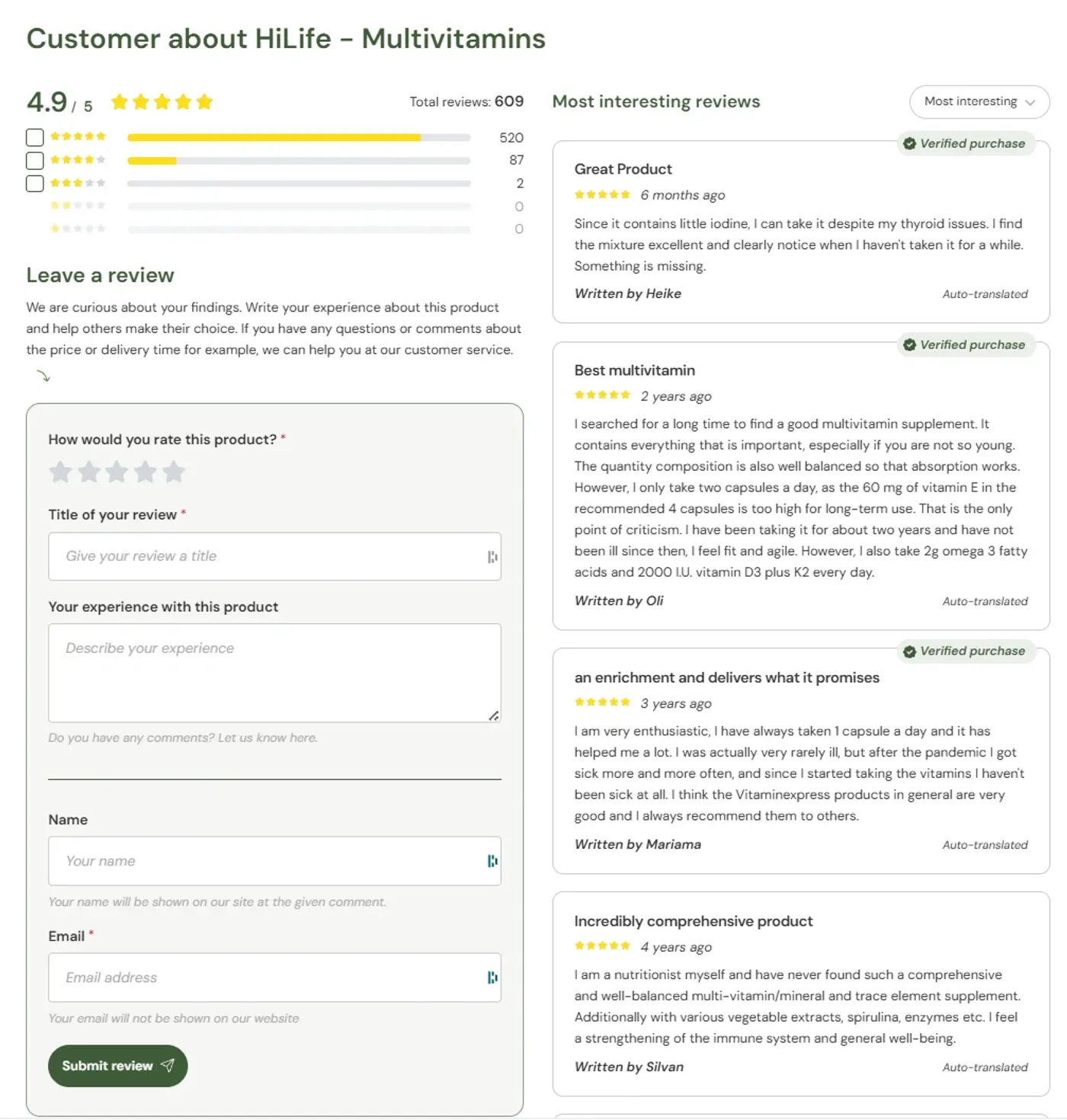 Product Reviews