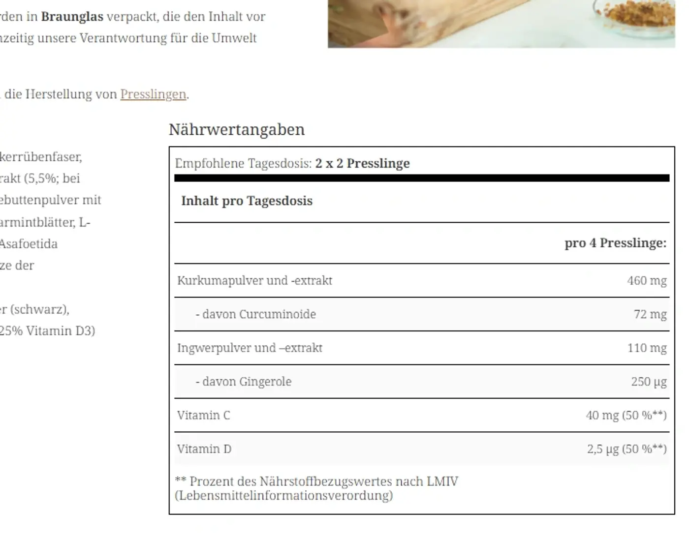 Nutrition Table