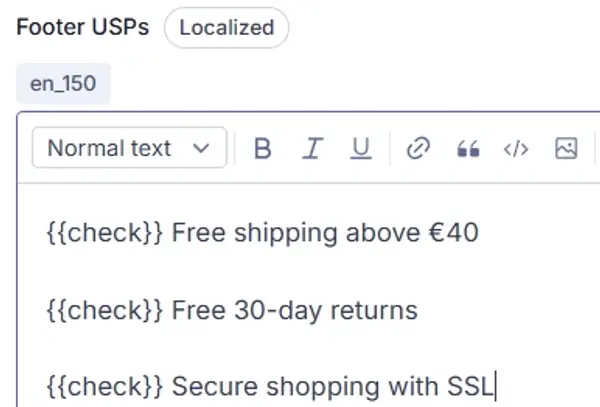 Footer USPs