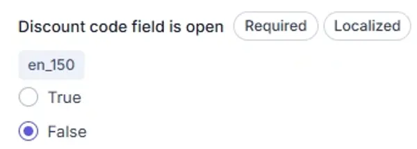 Discount code field is open