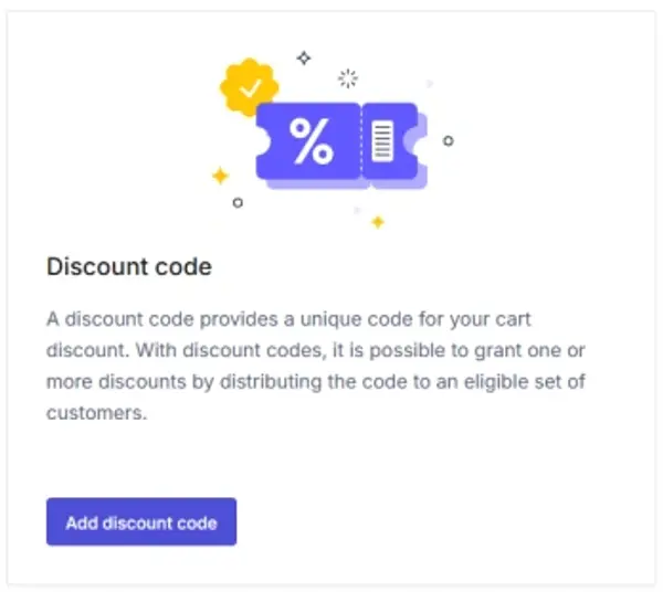 From here, select ‘Add discount code’