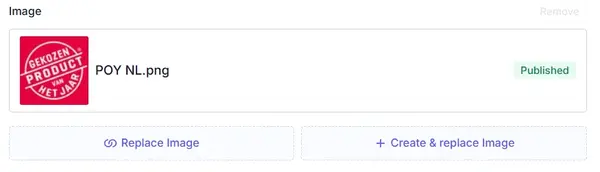 You can upload an image, replace the current image,