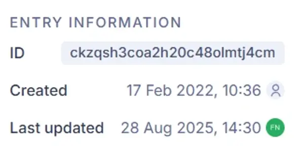 Here the ID, Created and last updated date is displayed.