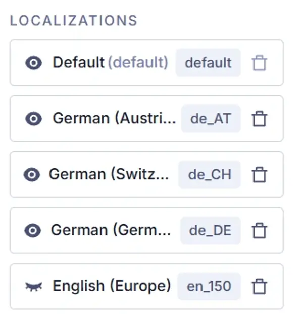 Localizations
