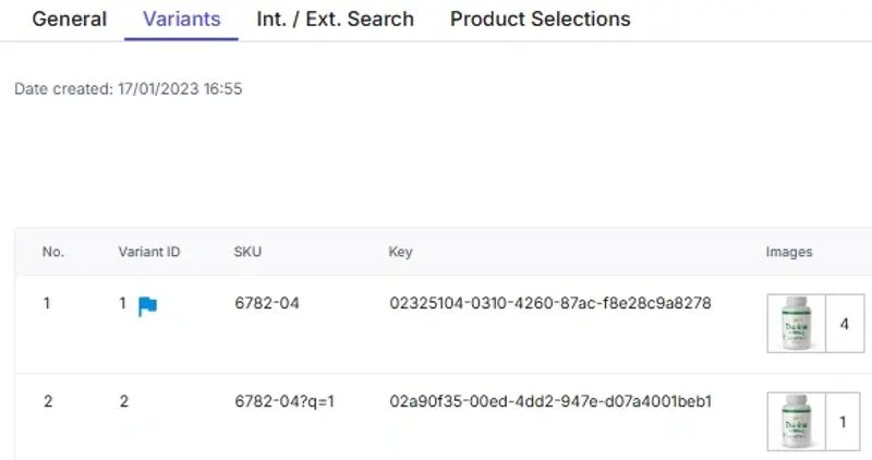 Variants list