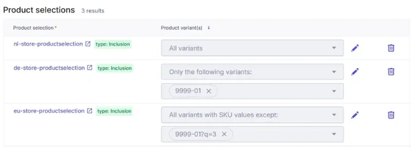 Product selection examples