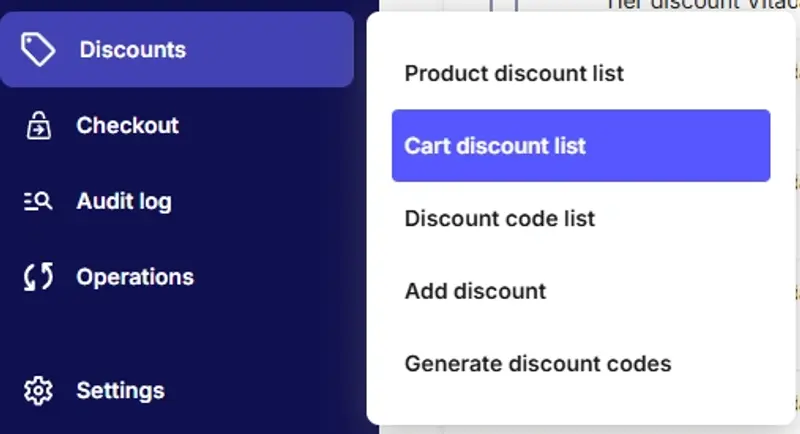 Cart Discount List