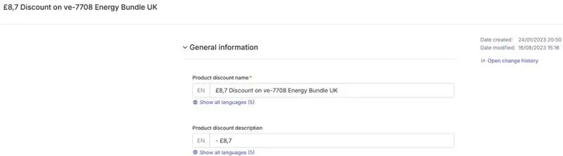 Product Discount List