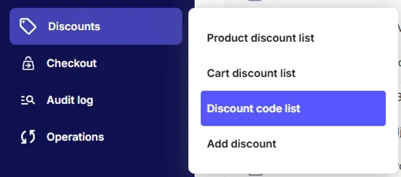 Discount code list