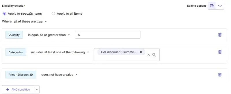 Here you see a rule and logic that is from a tier discount