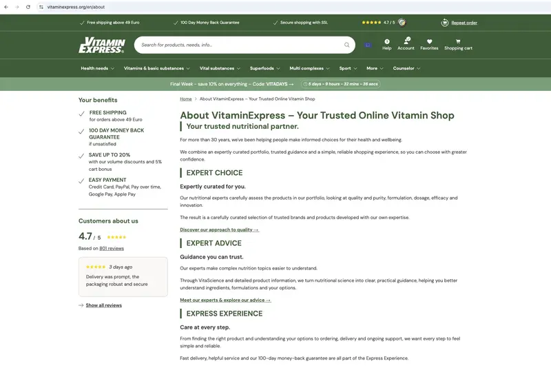 Content Page example